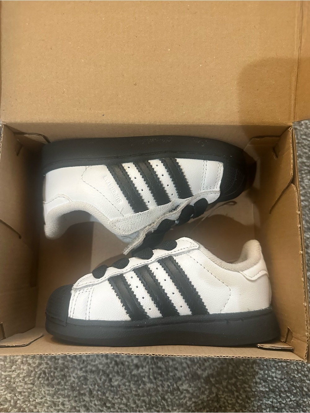 adidas Kids White and Black Classic Stripe Sneakers